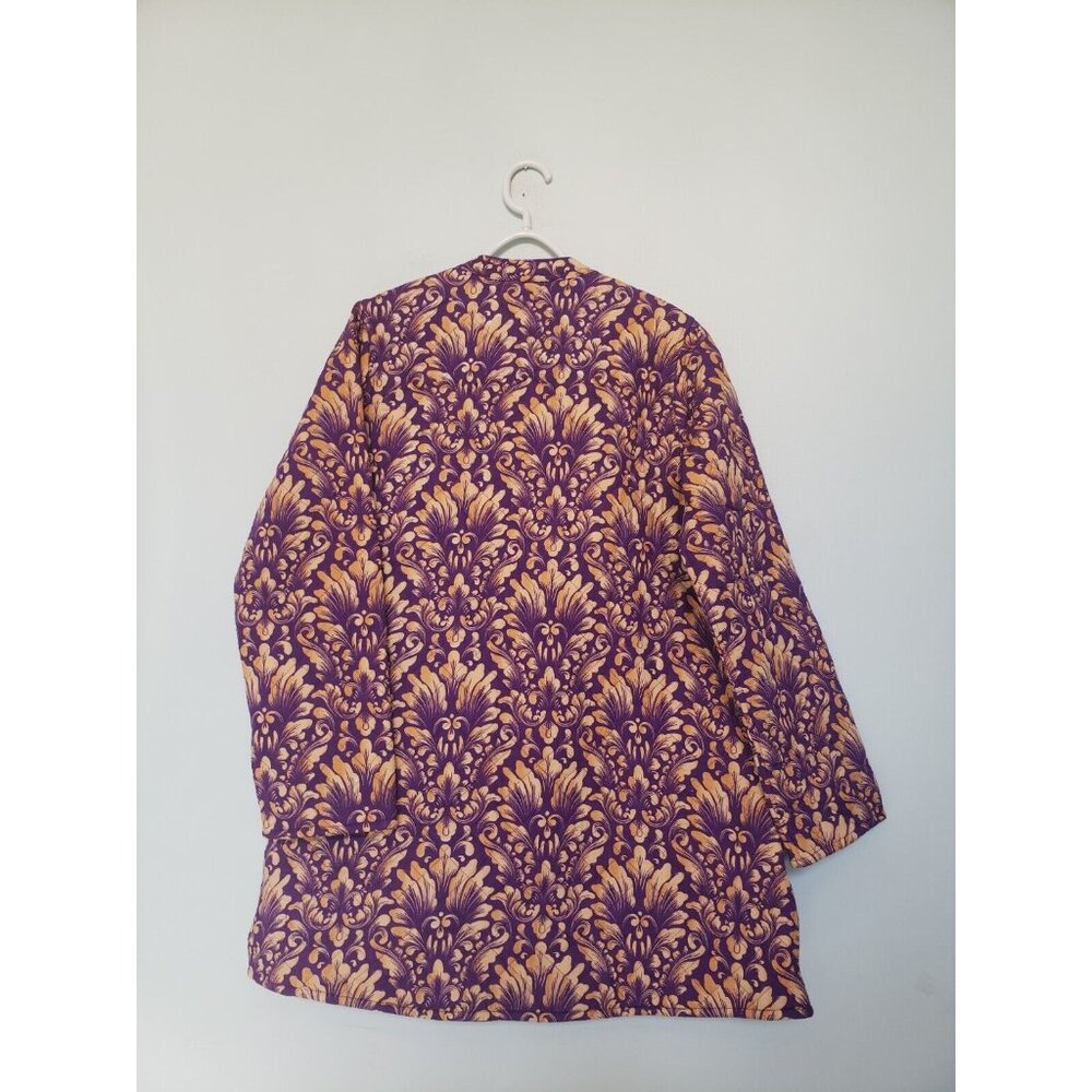 Passage Women's Size M Jacket Quilted Purple Reversible Long Sleeve Damask New
